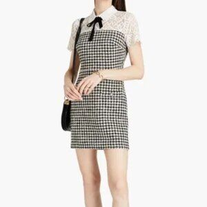 Sandro! Lace-Paneled Cotton-Blend Tweed Mini Dress (EU/38)